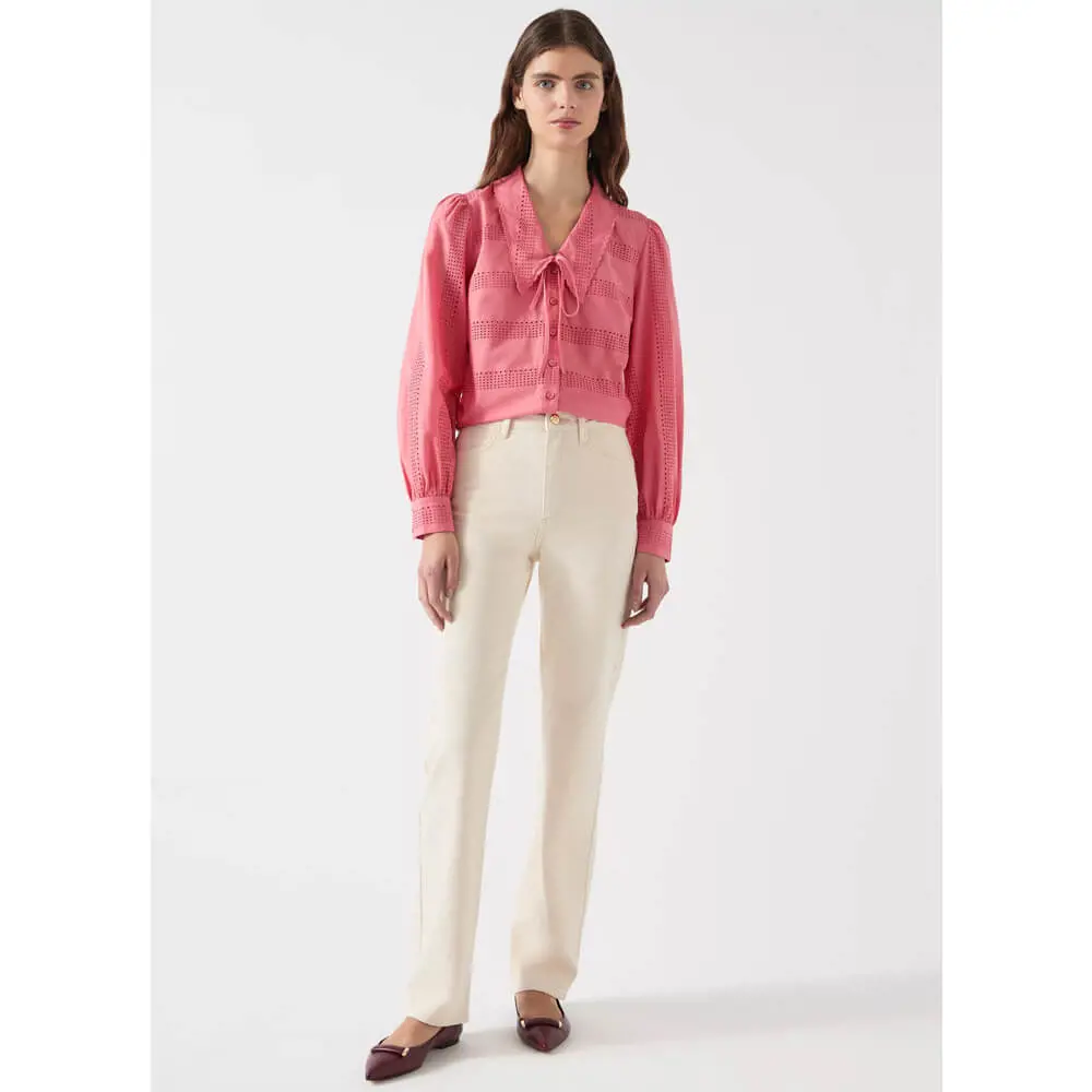 LK Bennett Lindy Embroidered Collar Blouse